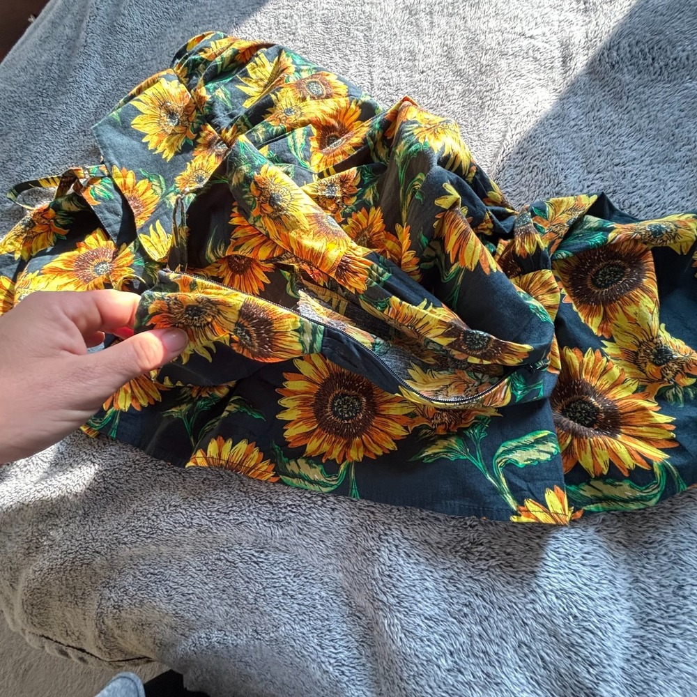 Asos Women Dress Sz 12 Sunflower Square Neck Tiered Boho Festival Floral 18747 - Picture 6 of 11